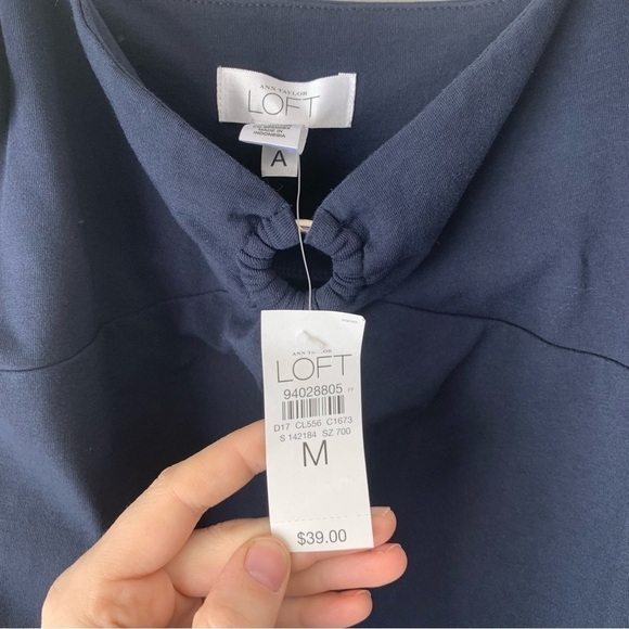 LOFT Ann Taylor Navy Spaghetti Strap Mini Dress Size M New! - Picture 3 of 7